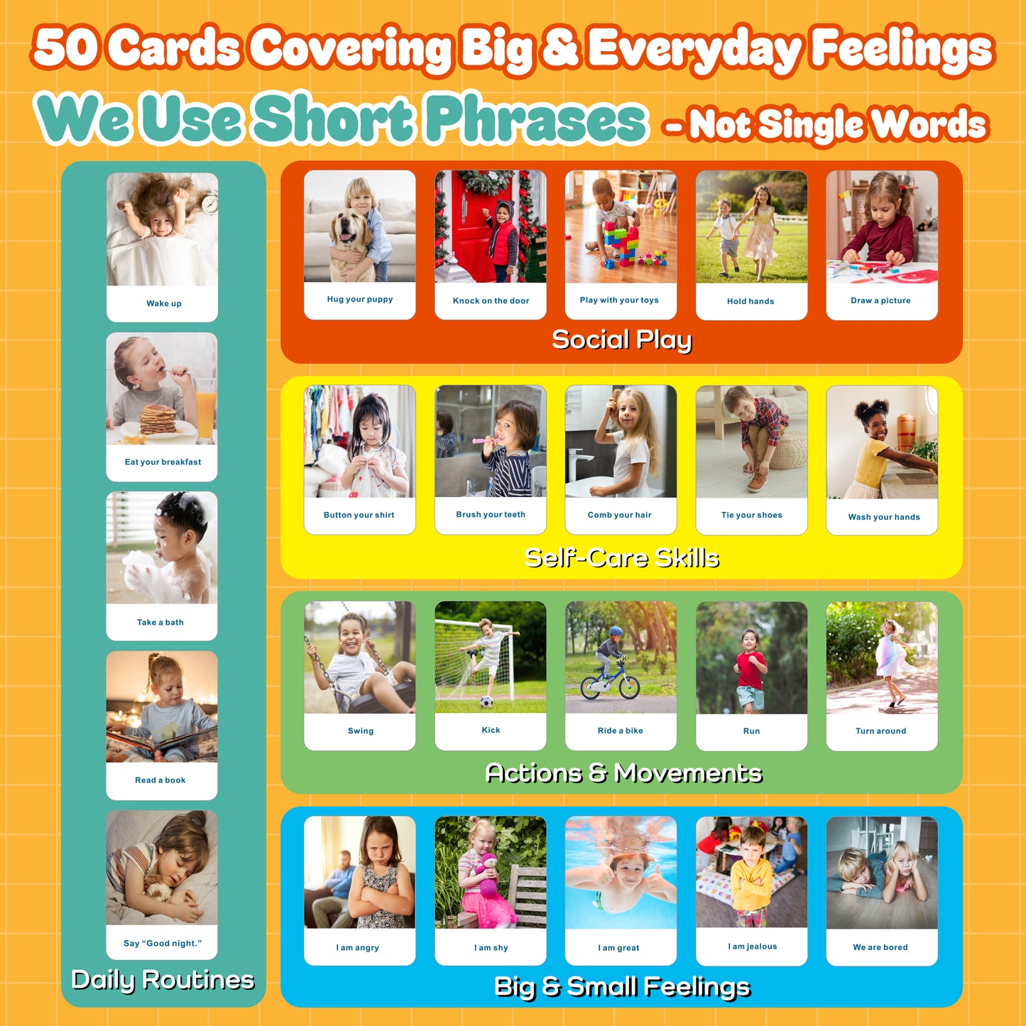 Actions & Feelings Flash Cards